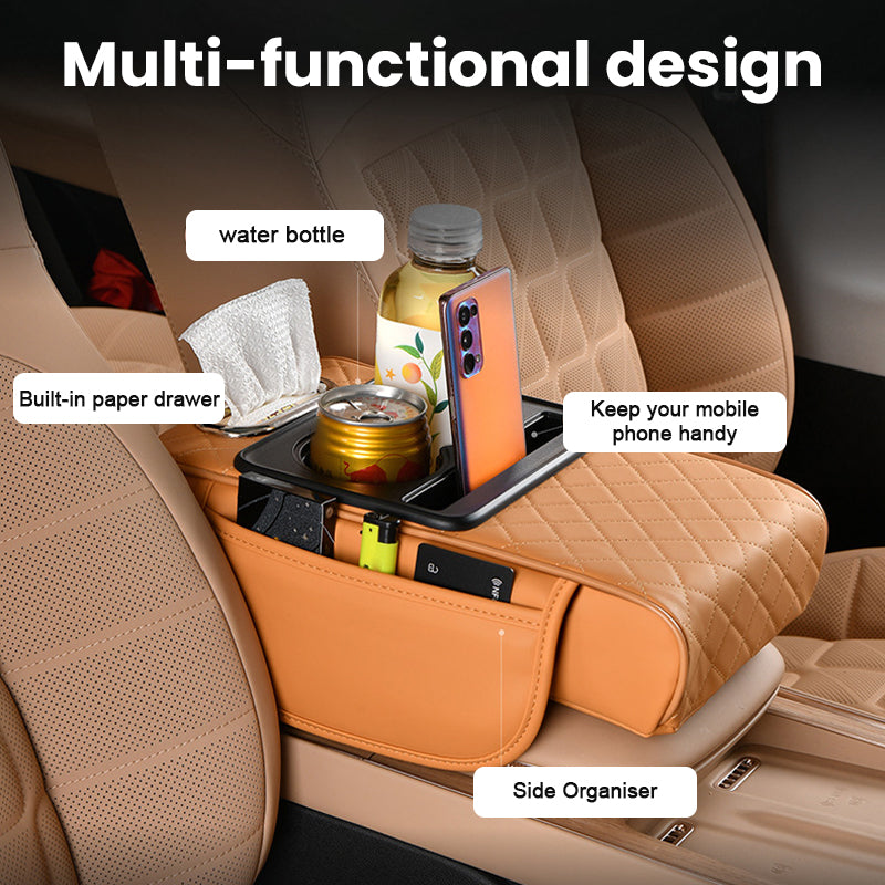 4-In-1 Car Heightened Central Armrest Tissue Box