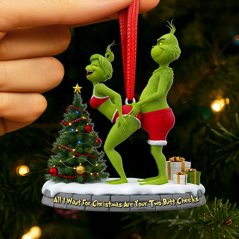 ๐ Playful Green Couple 3D Ornament โ Christmas Gift ๐