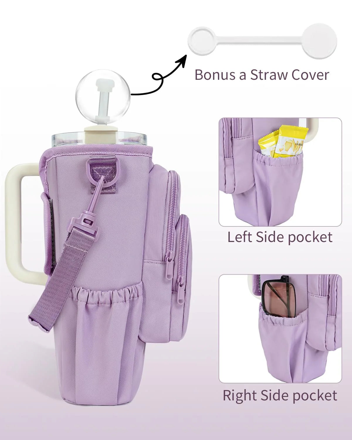 Adjustable Shoulder Bag With Thermos Mug Holder for 40oz