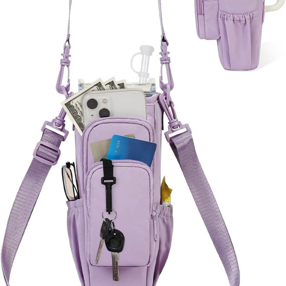 Adjustable Shoulder Bag With Thermos Mug Holder for 40oz