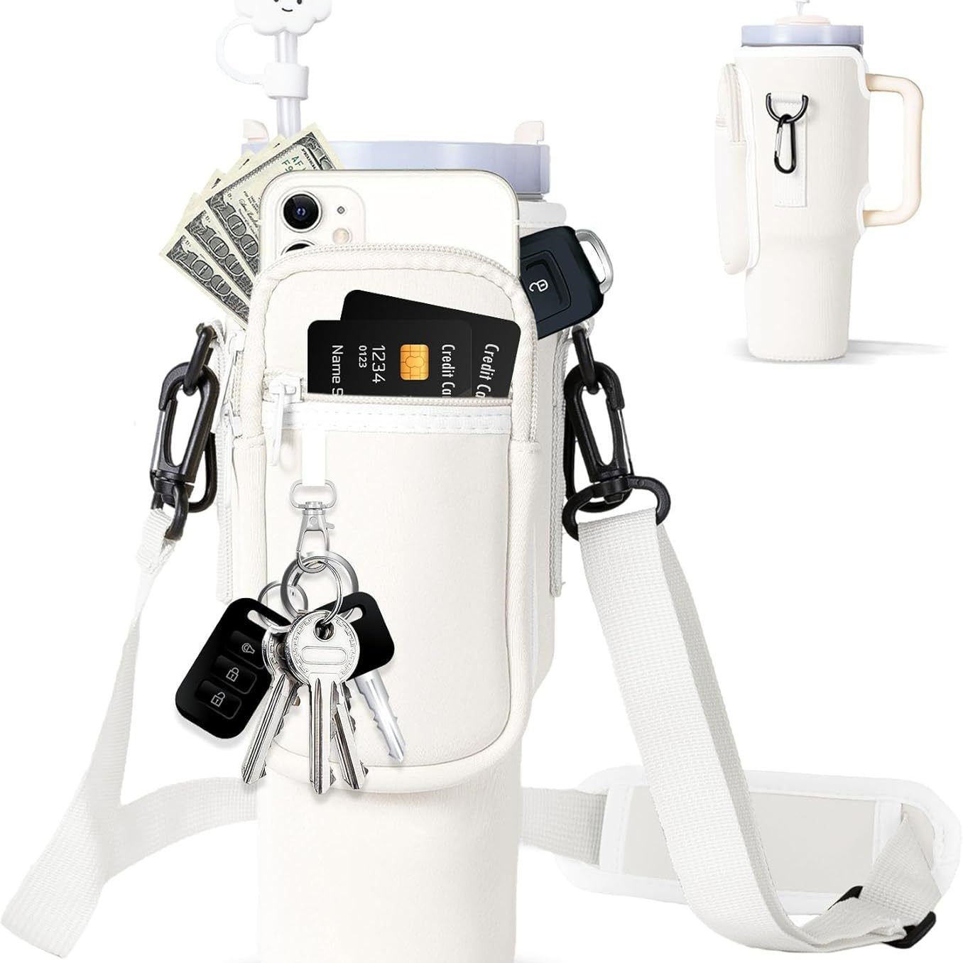 Adjustable Shoulder Bag With Thermos Mug Holder for 40oz