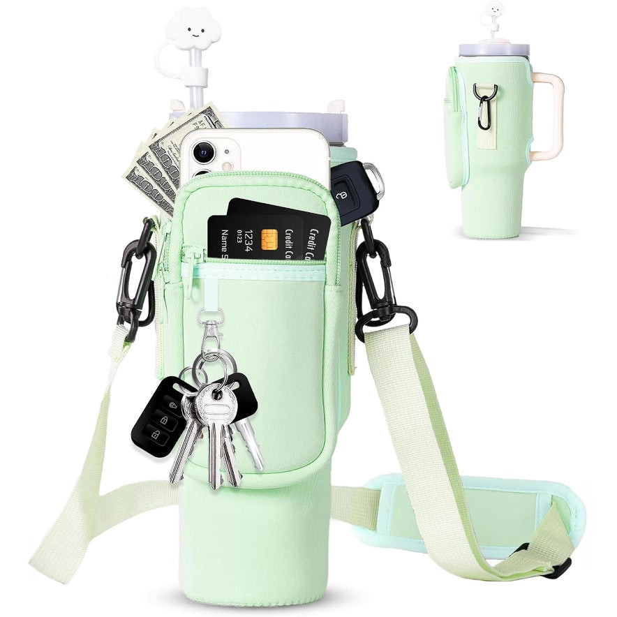 Adjustable Shoulder Bag With Thermos Mug Holder for 40oz