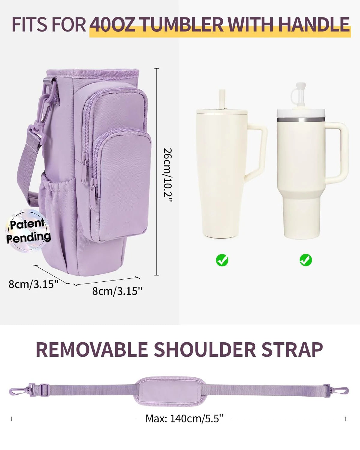 Adjustable Shoulder Bag With Thermos Mug Holder for 40oz