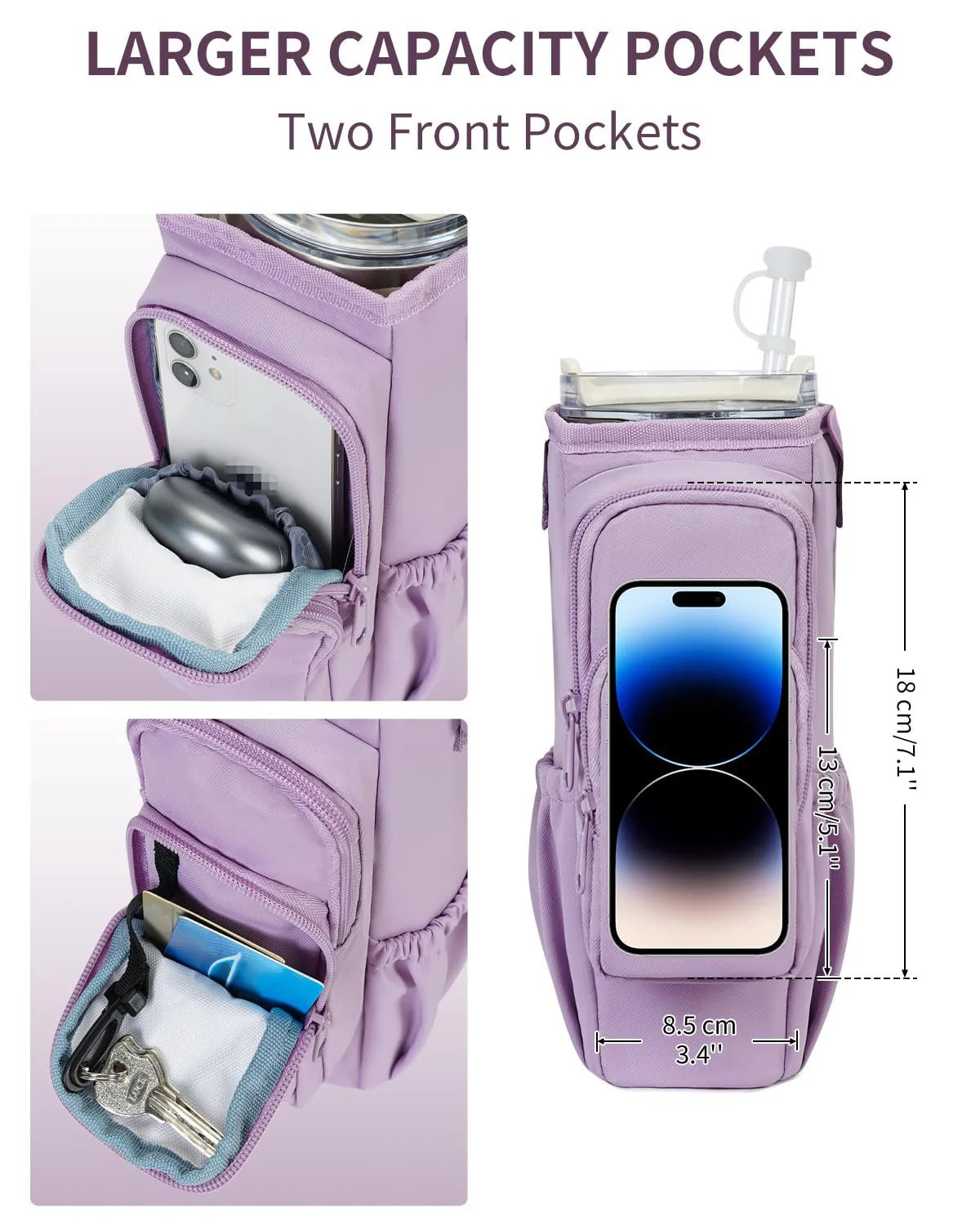 Adjustable Shoulder Bag With Thermos Mug Holder for 40oz
