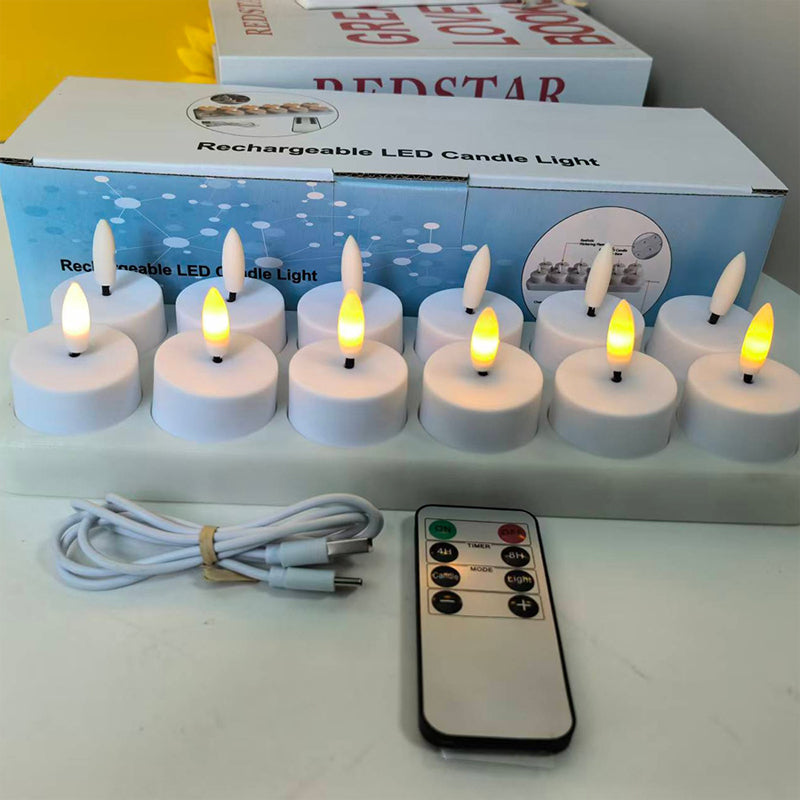 🕯️Uppladdningsbara LED-värmeljus (flameless) – Skapa levande stämning – utan brandris