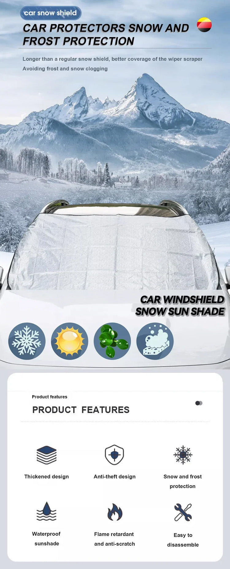 ❄️Magnetisk biltäcke mot snö