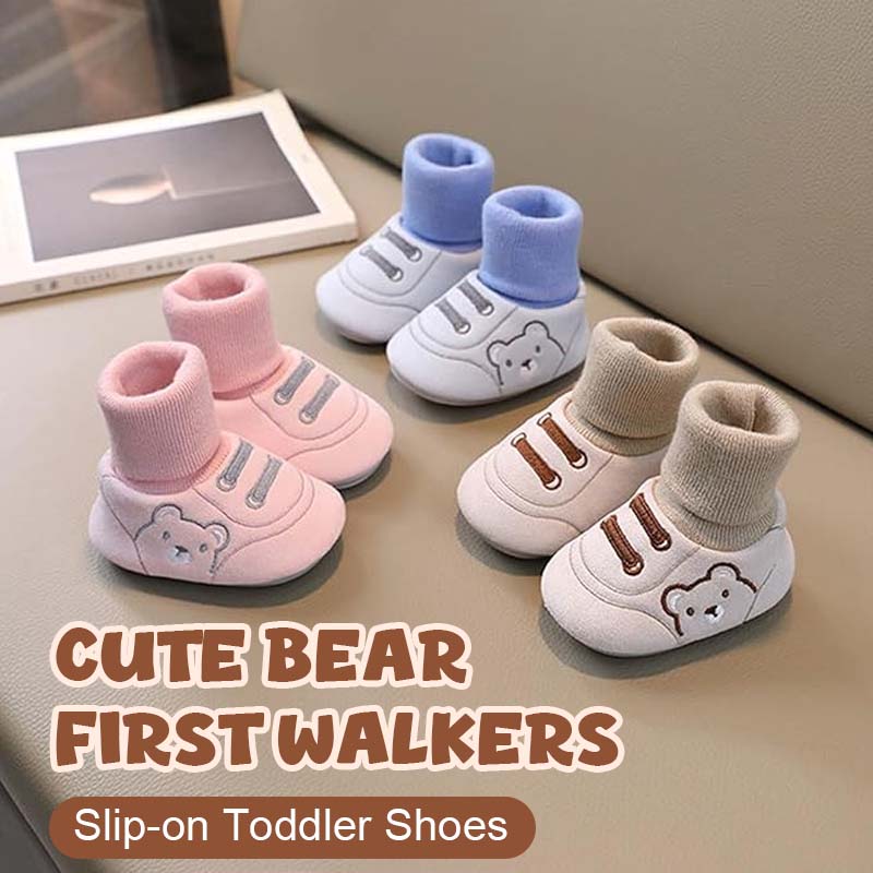 🐻Söta små björnmotiv – bekväma slip-on för första stegen👣
