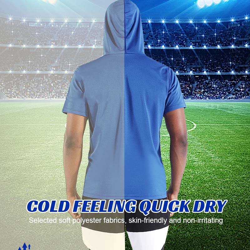 Herrmodell i stor storlek med huva Quick Dry Fitness T-Shirt🏋️‍♂️