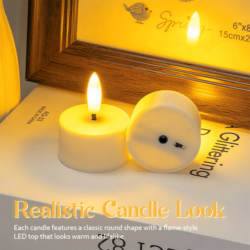 🕯️Uppladdningsbara LED-värmeljus (flameless) – Skapa levande stämning – utan brandris