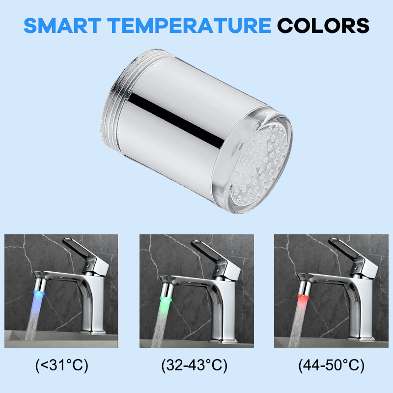 LED Blandare/Uttag: Utan batterier ✨ Temperatursensor & färgbyte – Komfort för bad & kök