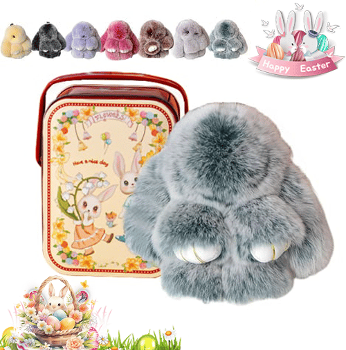 🐰Söt påskhare plyschnyckelring – Presentförpackad i låda,🎁En underbar påsköverraskning