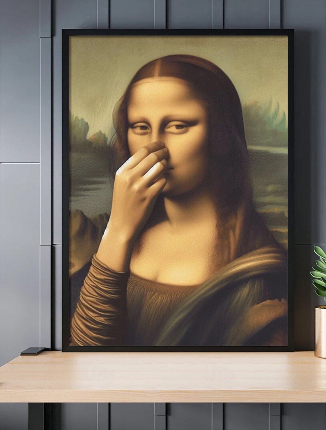 Imitatie Mona Lisa kunstdecoratie, grappige vintage toilet humor kamerdecoratie