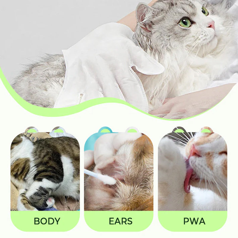 🐱🐶No Rinse Mild rengöringshandskar för husdjur