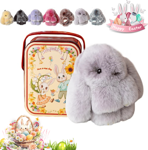 🐰Söt påskhare plyschnyckelring – Presentförpackad i låda,🎁En underbar påsköverraskning