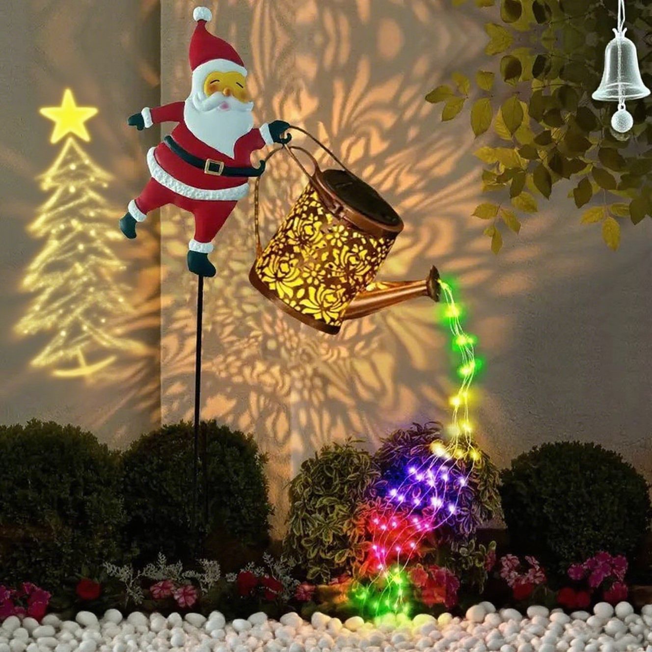 ⏰Solcellslampa för trädgården i form av jultomten🎅🎄