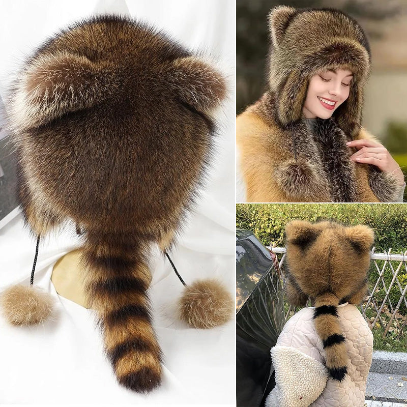 💥 50 % Black Friday! Lyxig faux-pälsmössa (tvättsvans) 🦌 | Vinter & outdoor ❄️