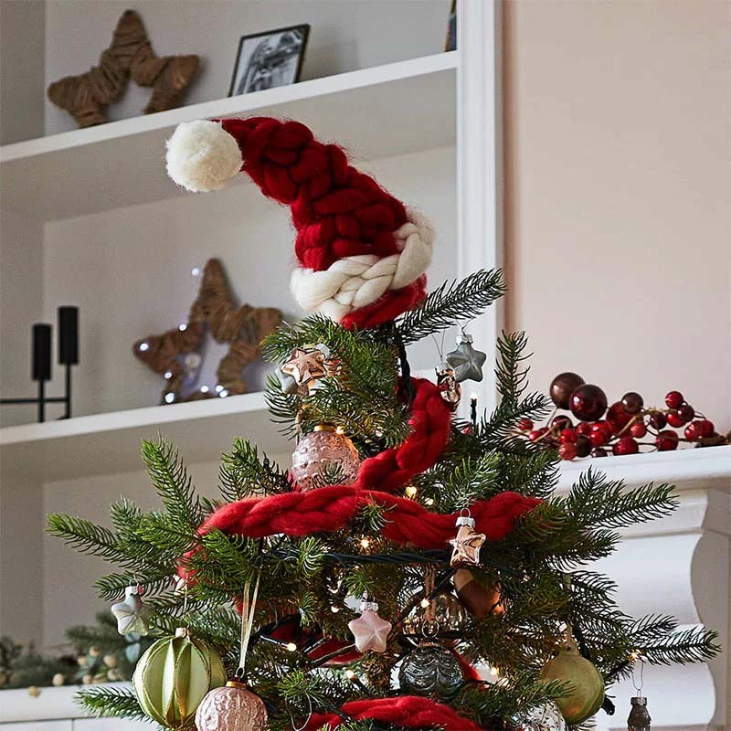 🍷 Handstickad tomtehatt för vinflaskor🎅