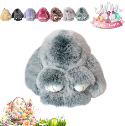 🐰Söt påskhare plyschnyckelring – Presentförpackad i låda,🎁En underbar påsköverraskning