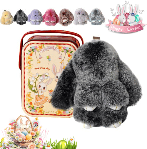 🐰Söt påskhare plyschnyckelring – Presentförpackad i låda,🎁En underbar påsköverraskning