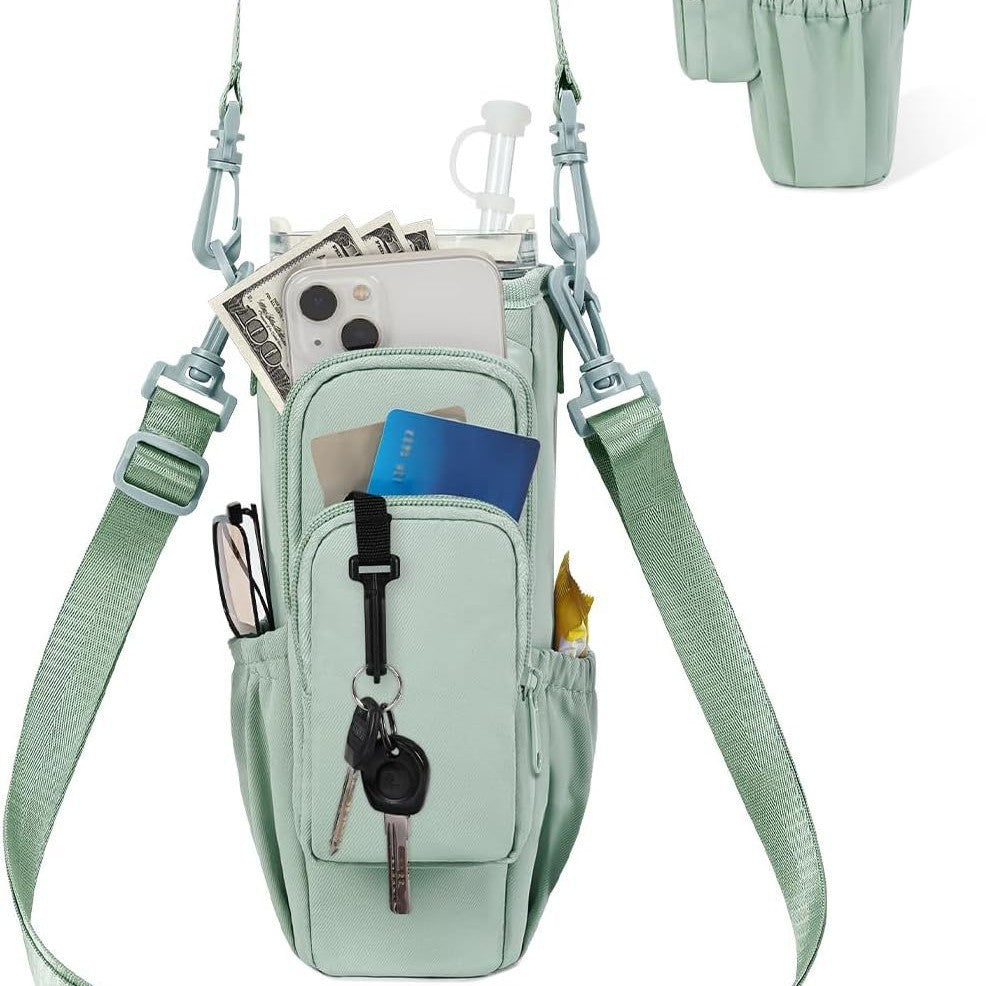 Adjustable Shoulder Bag With Thermos Mug Holder for 40oz