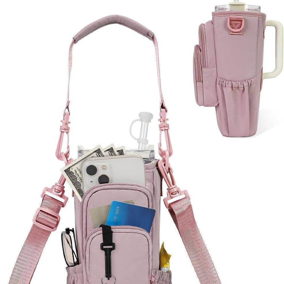 Adjustable Shoulder Bag With Thermos Mug Holder for 40oz