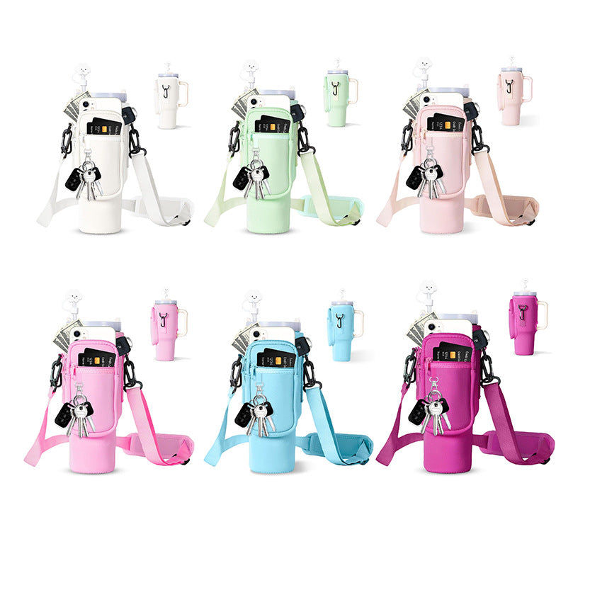Adjustable Shoulder Bag With Thermos Mug Holder for 40oz