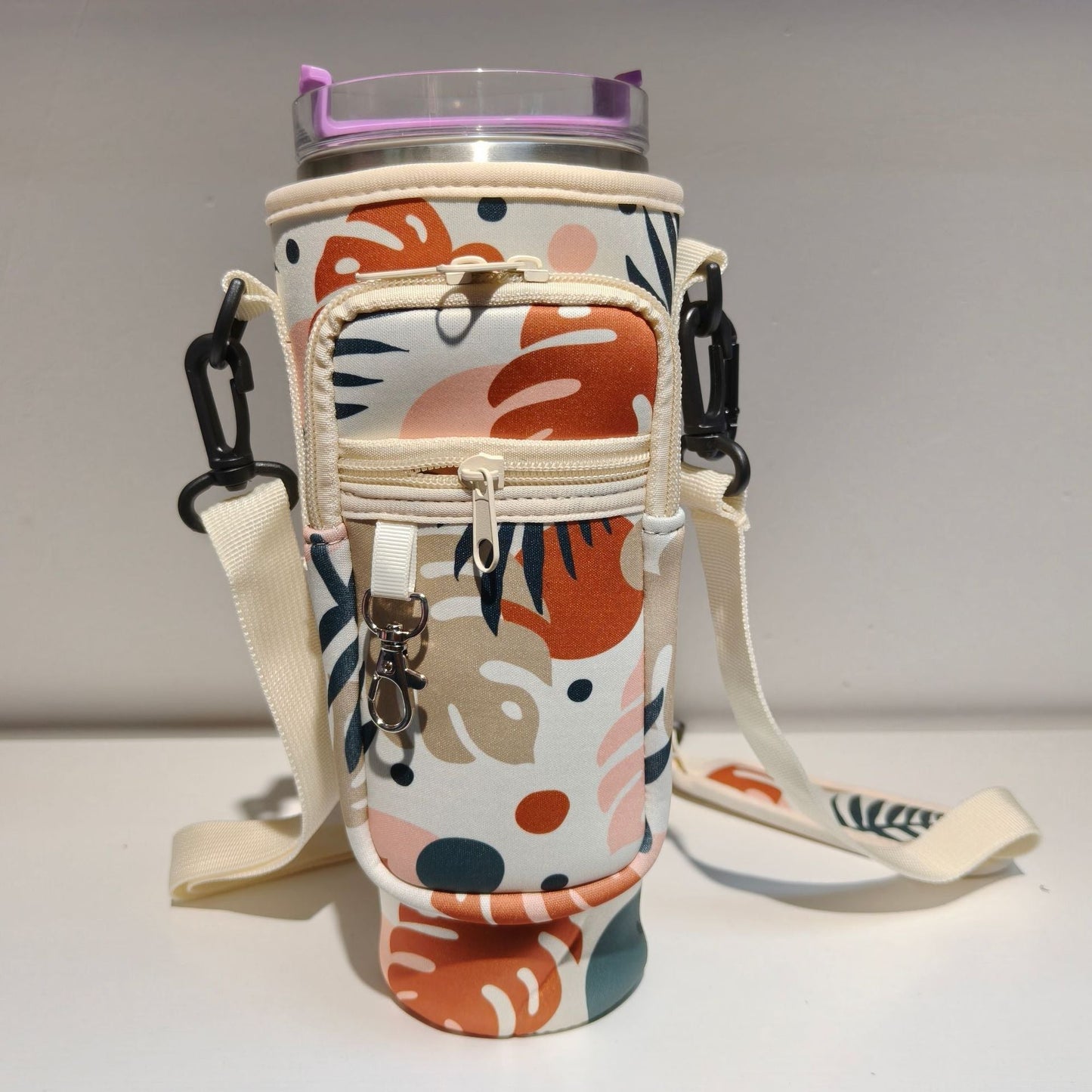 Adjustable Shoulder Bag With Thermos Mug Holder for 40oz