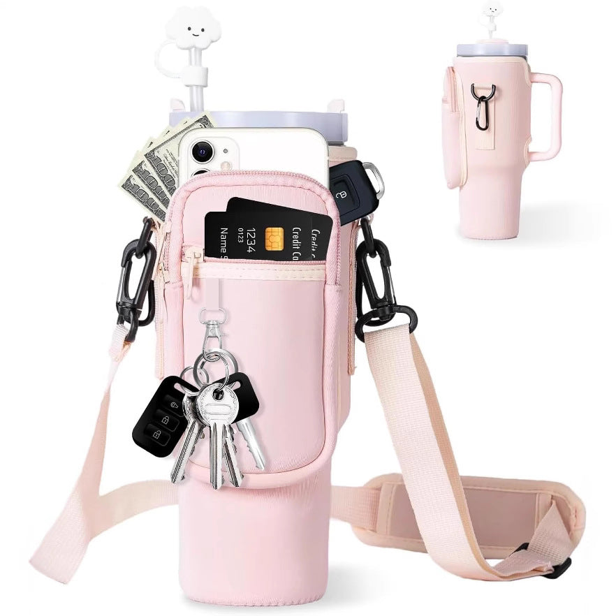Adjustable Shoulder Bag With Thermos Mug Holder for 40oz