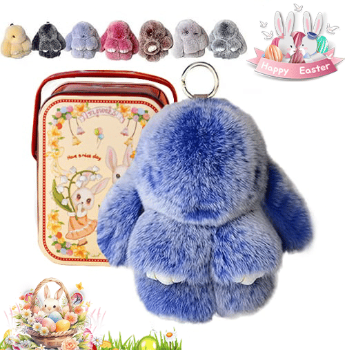 🐰Söt påskhare plyschnyckelring – Presentförpackad i låda,🎁En underbar påsköverraskning