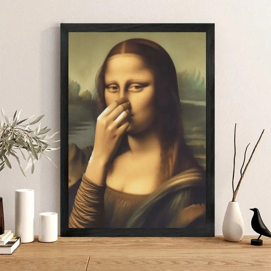 Imitatie Mona Lisa kunstdecoratie, grappige vintage toilet humor kamerdecoratie