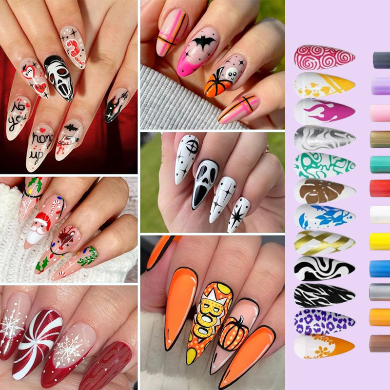 🎁Rea 50 % rabatt⏳Set med 12 nagelpennor i olika färger