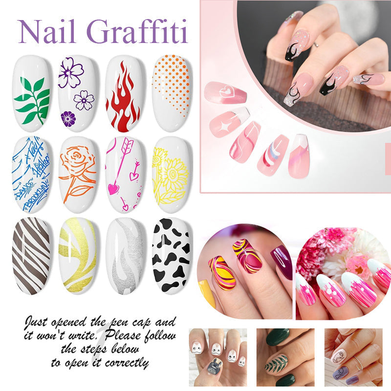 🎁Rea 50 % rabatt⏳Set med 12 nagelpennor i olika färger
