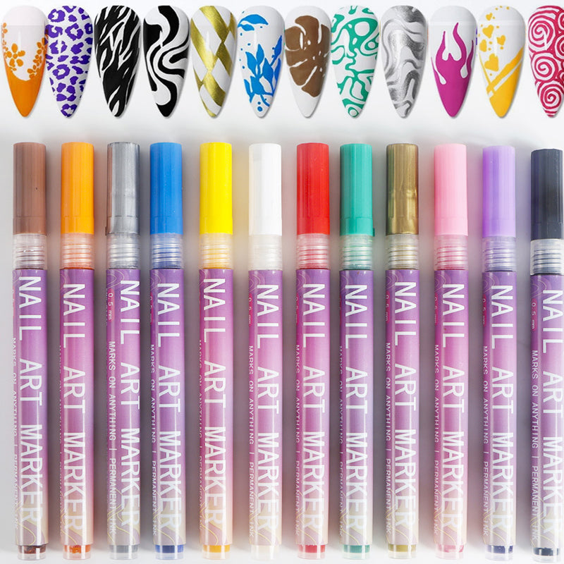 🎁Rea 50 % rabatt⏳Set med 12 nagelpennor i olika färger