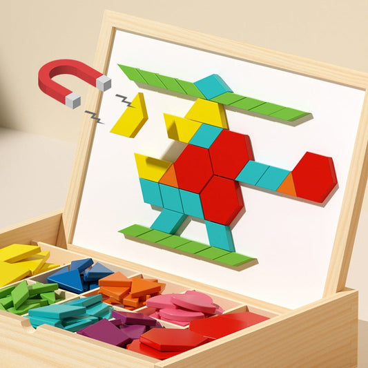 🎁Vroege kerstuitverkoop 50% KORTING🔥Magnetisch houten puzzelspel met patroonblokken🧩